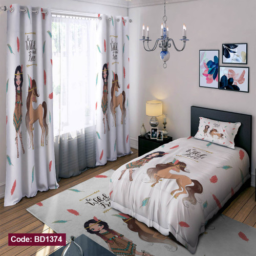 روتختی دخترانه طرح اسب و دختر کد BD1374